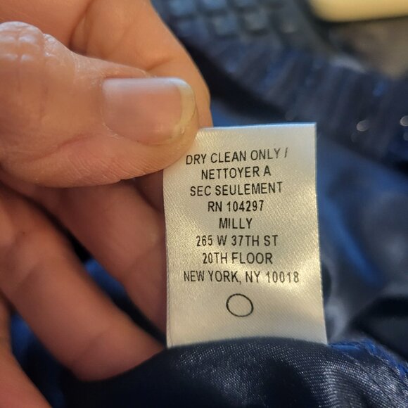 Milly NY Navy sequin embellished Black silk Bow one shoulder Top Viscose size XS - Picture 4 of 10